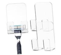 OKUMEYR Estante Organizador Transparente 3 Piezas Tamaño Medio, Autoadhesivo Para Baño y Cocina, Soporte Multifuncional Para Maquinillas De Afeitar, Toallas y Enchufes, Uso Versátil Sin Perforación