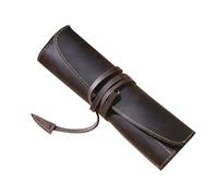 OKUMEYR Estuche para Bolígrafos de Cuero Genuino Vintage Enrollable, Diseño Cosido a Mano, Práctico y Elegante para Oficina o Universidad, Protección y Almacenamiento