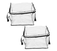 OKUMEYR Estuche Transparente para Libros 2 Piezas, Caja de Almacenamiento de Pvc Plegable Mediana (32x24x25 Cm), con Tapa y Asa, Organizador Portátil y Resistente para Hogar y Oficina