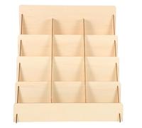 OKUMEYR Expositor de Tarjetas de Felicitación de Madera 4 Niveles Estante Organizador Multiusos para Postales y Folletos Soporte para Invitaciones de Boda Adecuado para Ferias y