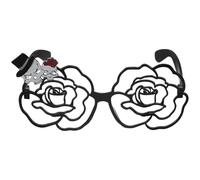 OKUMEYR Gafas de Sol de Fiesta Gafas Geniales para Mujer, Calavera, Plástico Negro, Accesorio de Disfraz y Foto, San Valentín, Fotografía Callejera