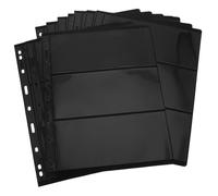 OKUMEYR Hojas Gran 3 Agujeros Diseño Columnas Elegante y Capacidad, Interiores 10 Piezas Doble Cara, Color Negro, Material Pet, 9 para Álbum de Sellos de Colección para Coleccionistas