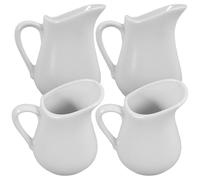 OKUMEYR Jarras de Cerámica para Salsa y Crema de Café 80 Ml, Juego de 4 Piezas, Mini Recipientes para Leche y Almíbar, Dispensadores para Cocina y Bar de Café