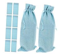 OKUMEYR Juego de 10 Bolsas de Lino de Arpillera con Cordón para Botellas de Vino Tinto de 15 X 35 Cm para Bodas Y Navidad