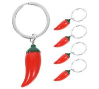 OKUMEYR Llavero Decorativo de Aleación Colgante de Chile Rojo, Paquete de 5 Piezas, Simulación Realista, Accesorio Versátil para Fiestas y Regalos