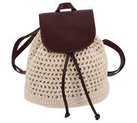 OKUMEYR Mochila Mujer Casual de Rafia Marrón Diseño Multifuncional y Gran Capacidad Adecuado para Viajes y Vacaciones Estilo Boho Elegante de Poliéster Pu