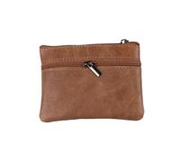 OKUMEYR Monedero de Cuero Marrón Unisex Cremallera, Cartera Pequeña para Hombre y Mujer Que Guarda Monedas y Billetes Doblados, Adecuado para Trabajo y Escuela