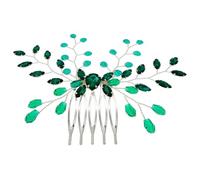 OKUMEYR Peineta de Gemas de Imitación Verde de Cristal para Boda y Compromiso, Accesorio Ligero Cabello Femenino Que Combina Diferentes Peinados y Estilos