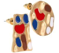 OKUMEYR Pendientes Originales Mujer Asimétricos Placa de Pintura Gotas de Esmalte Joyería para Maestras y Amigas