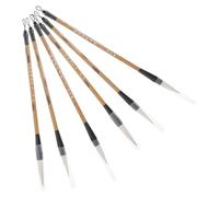 OKUMEYR Pinceles Chinos de Caligrafía para Practicar Escritura y Dibujo, 6 Piezas de Bambú Beige Que No Sueltan Pelo y Escriben con Fluidez, Ideales para Profesionales