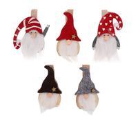 OKUMEYR Pinzas Navideñas de Madera en Forma de Papá Noel 9 Piezas para Decoración Creativa en Fiestas y Hogar Función para Sujetar Fotos y Notas Varios Estilos