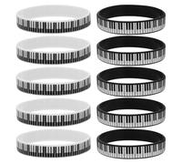 OKUMEYR Pulseras de Silicona Diseño de Teclas de Piano 12 Piezas 6 Negras y 6 Pulseras Musicales para Fiestas Temáticas Regalos para Amantes Música y Pianistas