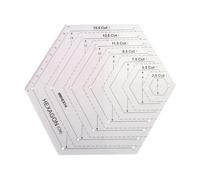 OKUMEYR Regla de Patchwork Hexagonal de Acrílico Blanco para Coser y Acolchado Varios Orificios, Fácil de Leer y Colgar, Adecuado para Bordado y Costura