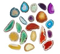 OKUMEYR Rodajas de Ágata Perforada Natural Teñida Hermosas Piedras de Colores 20 Piezas para Accesorios de Joyería DIY