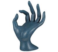 OKUMEYR Soporte para Exhibición de Pulseras y Anillos Forma de Mano en Resina Azul, Organizador Adecuado para Vitrinas y Tiendas Diseño Atractivo y Funcional