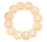 OKUMEYR Tarjetas Mensuales Huecas de Madera Natural para Bebés, 12 Piezas, Accesorio para Fotografía de Recién Nacidos y Decoración de Estudio Fotográfico, Adecuado para Obsequio