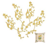 OKUMEYR Termoadhesivos Bordados Dorados para Coser y Reparar Ropa de Poliéster 5 Pares de Parches para Manualidades y en Ropa y Mochilas