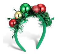 OKUMEYR Tocado Navideño Creativo para Fiestas de Navidad Bolas Verdes y Cintas, Accesorio Versátil de Plástico y Tela Que Añade Toque Festivo y Alegre