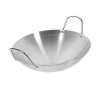 OKUMEYR Wok Que Calienta Uniformemente y Doble Mango de Acero Inoxidable Fondo Redondo Sartén Doméstico Práctico y Es Fácil de Limpiar para Cocinar