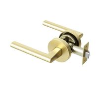 Okun Brio - Paquete de 1 manija de puerta de paso color dorado champán cepillado, manijas interiores reversibles sin bloqueo con elegante diseño de montaje oculto para pasillos y armarios