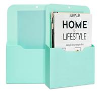 Okuna Outpost 2 Pack Mint Magnetic File Holder Wall File Folder Organizer for Refrigerator Cabinets Magazines Mail Paper Letters Offi