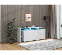 okwish Mueble de TV de alto brillo, mueble de TV para sala de estar y accesorios multimedia, mueble de TV para salón moderno y entretenimiento