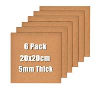 Okydoky Borad de corcho autoadhesivo, tableros de corcho de 4 mm de grosor para paredes, tablón de anuncios con 50 alfileres, azulejos de corcho para oficina, escuela (5 mm de grosor, 20x20 cm-6P)