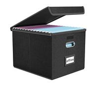 Okydoky Cajas de almacenamiento con tapa, A4, caja colgante de tablero de fibra y papel en elegante aspecto de lino, adecuado para el hogar y la oficina, y cajas de almacenamiento de archivos (negro)