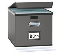 Okydoky Cajas de almacenamiento con tapa, caja colgante A4 de material de piel en elegante aspecto de piel, plegable, gris, adecuada para casa y oficina, cajas de almacenamiento de archivos (gris)