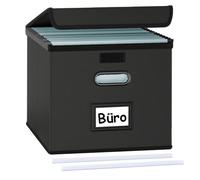 Okydoky Cajas de almacenamiento con tapa, caja colgante A4 de material de piel en elegante aspecto de piel, plegable, negro, adecuado para el hogar y la oficina y cajas de almacenamiento de archivos