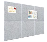 Okydoky Tablón de anuncios de fieltro autoadhesivo, 90 x 60 cm, 6 unidades de 30 x 30 cm, azulejos de cerámica, tablones de corcho, tableros de fieltro para decoración de pared (GY-3030, 6 unidades)