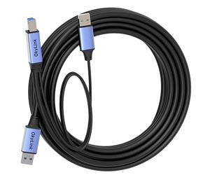 OkyLink Cable de impresora activo USB 3.0/3.2 Gen 1 de 25 pies (8 m) A macho a B macho, viene con cable de alimentación de 5 Gbps para impresora de larga distancia, escáner