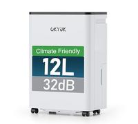 OKYUK Deshumidificador de 12 litros/día, adecuado para habitaciones de aprox. 90 metros cúbicos (30 metros cuadrados),Deshumificadores de humedad, descongelación automática, 32 dB, refrigerante R290