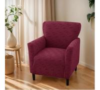 OKYUK Funda para Sillón Elástica Antideslizante Jacquard, Protección Completa, Ideal para Niños y Mascotas, Lavable a Máquina, Diseño Moderno(Rojo Vino A Cuadros)