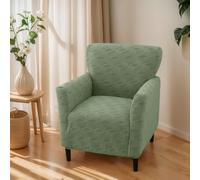 OKYUK Funda para Sillón Elástica Antideslizante Jacquard, Protección Completa, Ideal para Niños y Mascotas, Lavable a Máquina, Diseño Moderno(Cuadros Verdes Hierba)