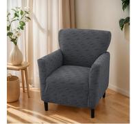 OKYUK Funda para Sillón Elástica Antideslizante Jacquard, Protección Completa, Ideal para Niños y Mascotas, Lavable a Máquina, Diseño Moderno(Gris Oscuro A Cuadros)