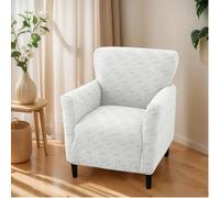 OKYUK Funda para Sillón Elástica Antideslizante Jacquard, Protección Completa, Ideal para Niños y Mascotas, Lavable a Máquina, Diseño Moderno(Cuadros Blancos)