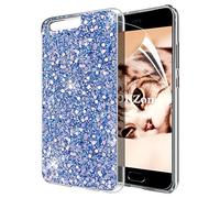 OKZone Funda Huawei P10 Carcasa Purpurina, Cárcasa Brilla Glitter Brillante TPU Silicona Parachoque Teléfono Smartphone Funda Móvil Case [Protección a Pantalla y Cámara] para Huawei P10 (Azul)