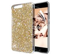 OKZone Funda Huawei P10 Carcasa Purpurina, Cárcasa Brilla Glitter Brillante TPU Silicona Parachoque Teléfono Smartphone Funda Móvil Case [Protección a Pantalla y Cámara] para Huawei P10 (Oro)