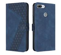 OKZone Funda para Huawei Honor 9 Lite/P Smart 2018/Enjoy 7S, PU Cuero Flip Carcasa Fundas Móvil de Tapa Libro Caso Piel PU Billetera Case Telefono Cubrir Móvil Phone Cover con Cáscara de TPU (Azul)