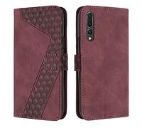 OKZone Funda para Huawei P20 Pro, PU Cuero Flip Carcasa Fundas Móvil de Tapa Libro Caso Piel PU para Huawei P20 Pro, Billetera Case Telefono Cubrir Móvil Phone Cover con Cáscara de TPU (Rojo)