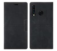 OKZone Funda para Huawei P30 Lite, Carcasa Huawei P30 Lite, Funda Libro Huawei P30 Lite Libro con Tapa de Cuero Piel Wallet Case Flip Cover con Magnetica, Ranuras para Tarjetas para P30 Lite (Negro)