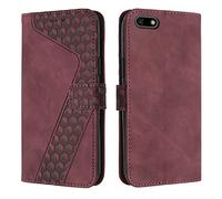 OKZone Funda para Huawei Y5 2018/Honor 7S/Y5 Prime 2018, PU Cuero Flip Carcasa Fundas Móvil de Tapa Libro Caso Piel PU Billetera Tarjetero Case Telefono Cubrir Móvil Phone Cover (Rojo)