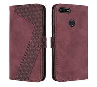 OKZone Funda para Huawei Y6 2018/Honor 7A/Y6 Prime 2018, PU Cuero Flip Carcasa Fundas Móvil de Tapa Libro Caso Piel PU Billetera Tarjetero Case Telefono Cubrir Móvil Phone Cover (Rojo)