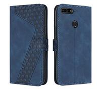 OKZone Funda para Huawei Y6 2018/Honor 7A/Y6 Prime 2018, PU Cuero Flip Carcasa Fundas Móvil de Tapa Libro Caso Piel PU Billetera Tarjetero Case Telefono Cubrir Móvil Phone Cover (Azul)