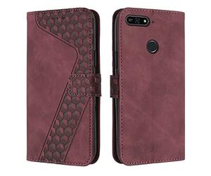 OKZone Funda para Huawei Y6 2018/Honor 7A/Y6 Prime 2018, PU Cuero Flip Carcasa Fundas Móvil de Tapa Libro Caso Piel PU Billetera Tarjetero Case Telefono Cubrir Móvil Phone Cover (Rojo)