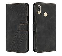 OKZone Funda para Huawei Y7 2019/Y7 Prime 2019, PU Cuero Flip Carcasa Fundas Móvil de Tapa Libro Caso Piel PU, Billetera Tarjetero Case Telefono Cubrir Móvil Phone Cover con Cáscara de TPU (Negro)