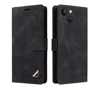 OKZone Funda para iPhone 13 (6,1 Pulgadas), Premium PU Cuero Cierre Magnético Tipo Libro Flip Folio Carcasa Soporte Plegable Ranuras para Tarjetas Cáscara de TPU (Negro)