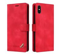 OKZone Funda para iPhone XS/iPhone X (5,8 Pulgadas), Premium PU Cuero Cierre Magnético Tipo Libro Flip Folio Carcasa Soporte Plegable Ranuras para Tarjetas Cáscara de TPU (Rojo)