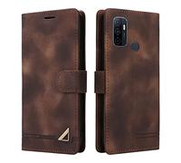 OKZone Funda para OPPO A32/A53 2020/A53S/A33 2020, Premium PU Cuero Cierre Magnético Tipo Libro Flip Folio Carcasa Soporte Plegable Ranuras para Tarjetas Cáscara de TPU (Marrón)